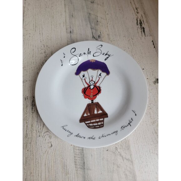 Pottery Barn Santa baby hurry down the‎ chimney tonight plate - Picture 1 of 5
